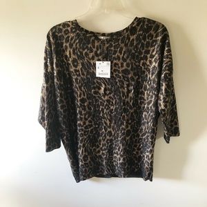 Zara Animal Print Metallic Top Small